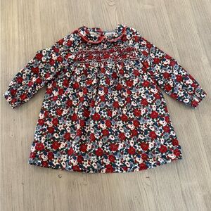 Floral print, lined, corduroy, long sleeve dress